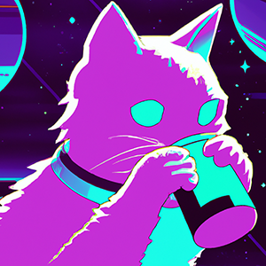 Vaporwave Cat Drinking in Space Discord Pfp